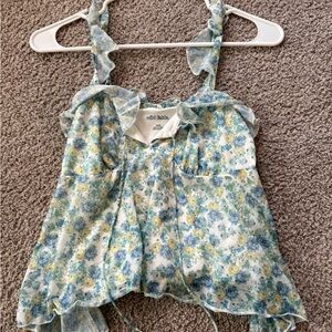 Wild Fable Floral Tank Top - Blue and Yellow